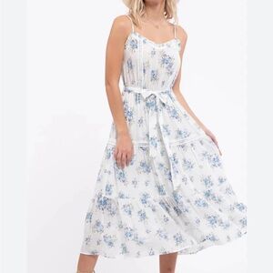 Mine Blue and White Spaghetti Strap Sundress NWOT
